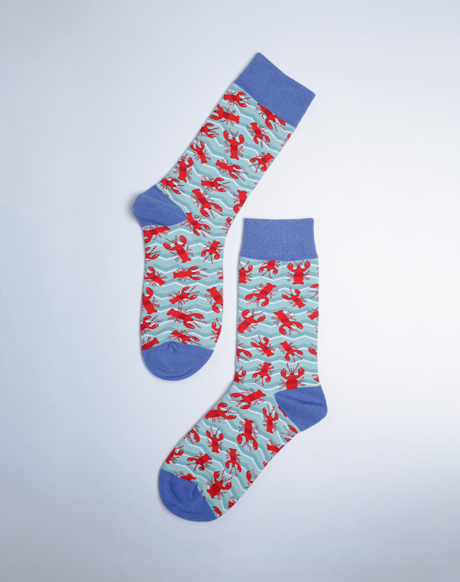 Nautical Crab Print Socks for Women - Womens Crawfish Crew Socks