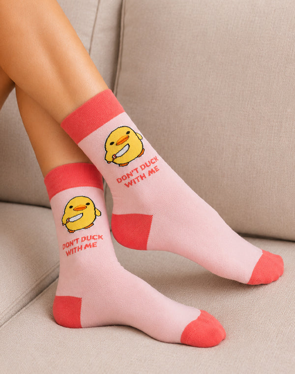 Women's Don't Duck With Me Funny Crew Socks