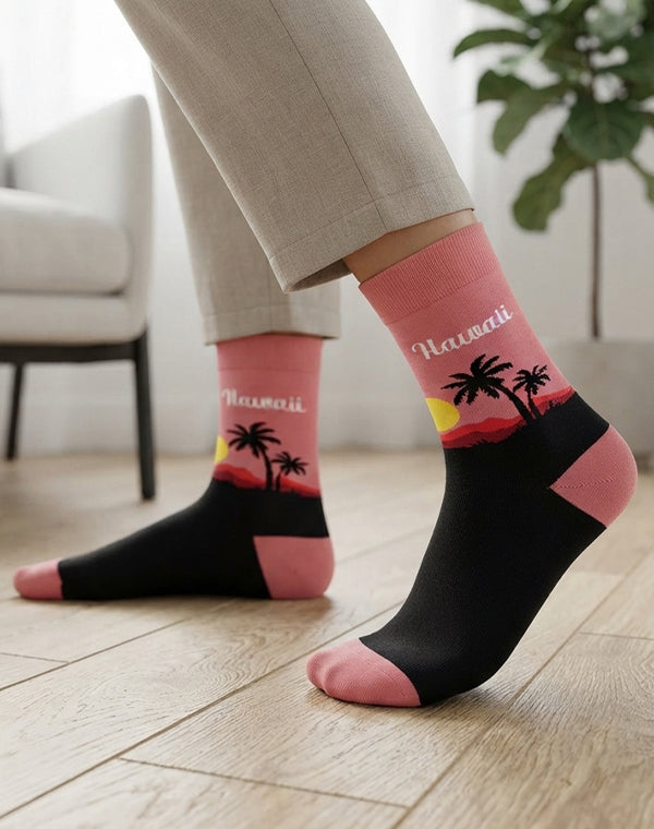Women's Hawaii Palm Tropical Crew Socks