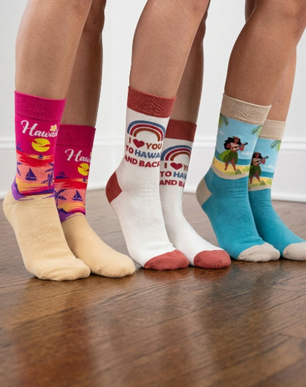 Women's Hawaiian Vacay Crew Socks | 3-Pair Bundle