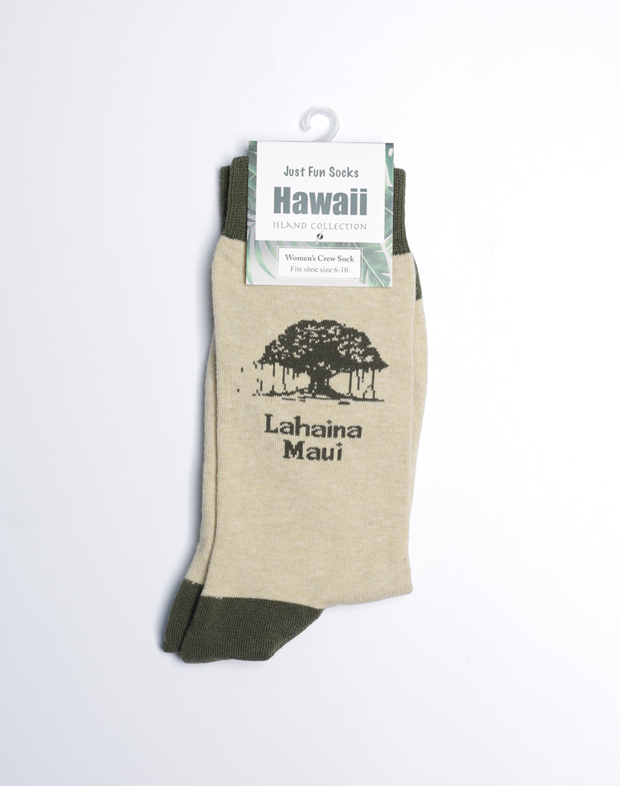 Maui Stay Strong Banyan Printed Crew Socks for Women