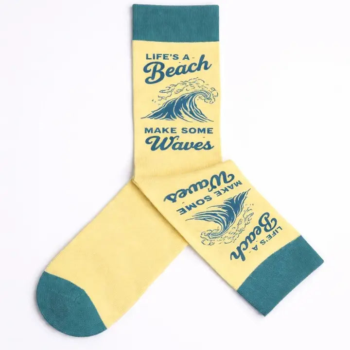 Women's Life's A Beach Crew Yellow Socks