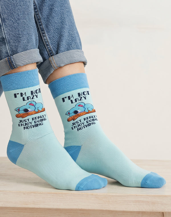 Women's Not Lazy Koala Crew Socks