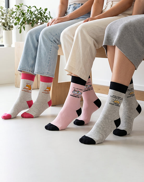 Women's Rude But Funny Crew Socks | 3-Pair Bundle