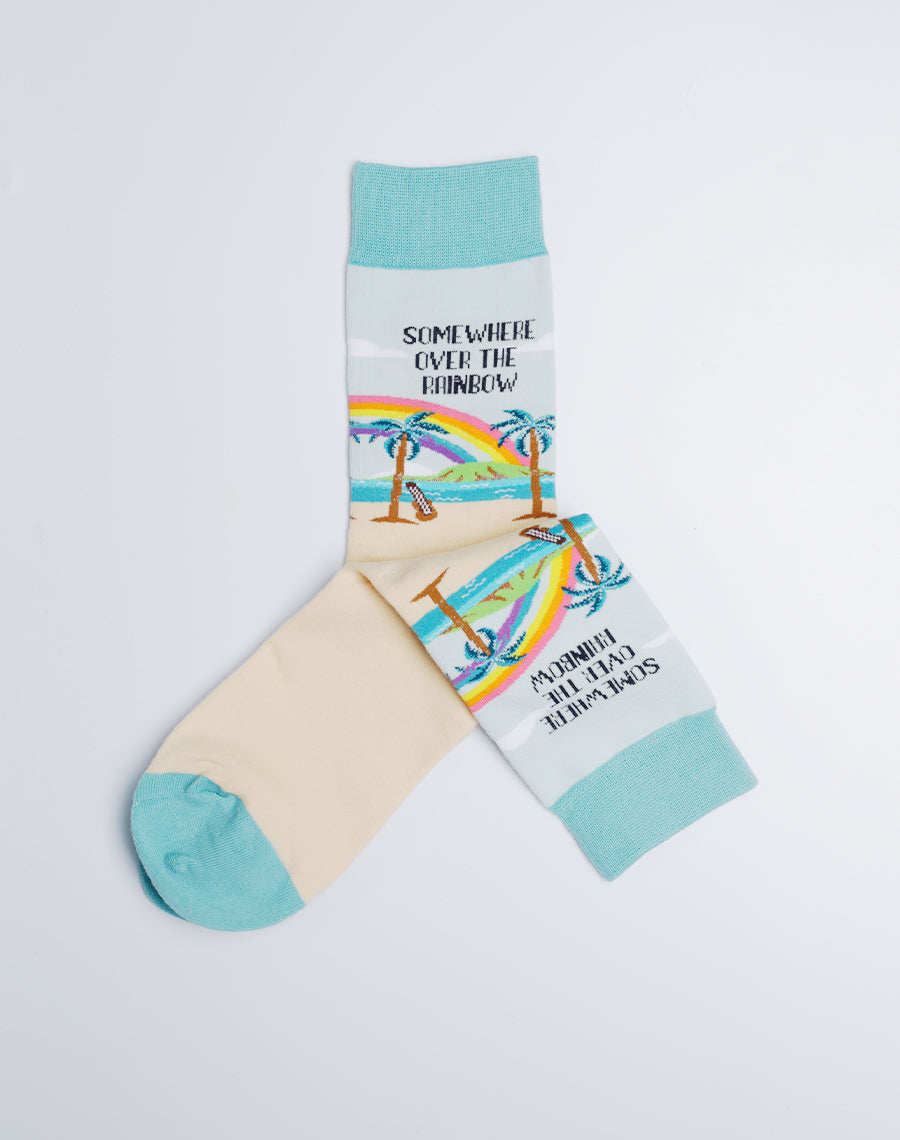 Rainbow Printed Blue and Tan color Printed Socks for Women