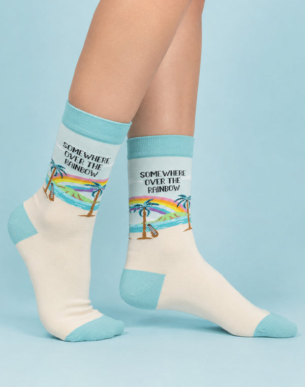Women's Somewhere Over The Rainbow Tropical Crew Socks