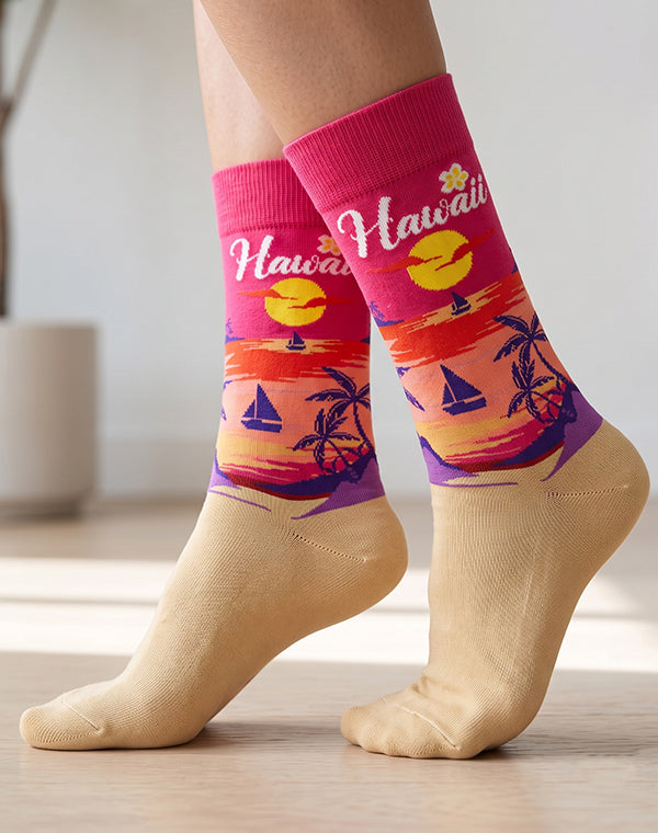 Women's Sunset Beach Hawaii Crew Socks