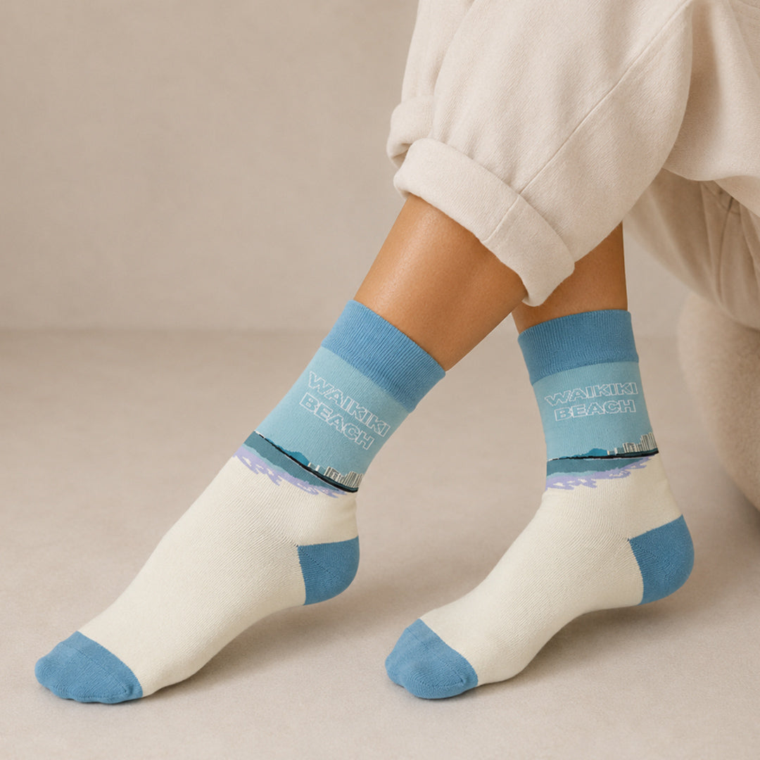 Women's Waikiki Beach Hawaiian Crew Socks