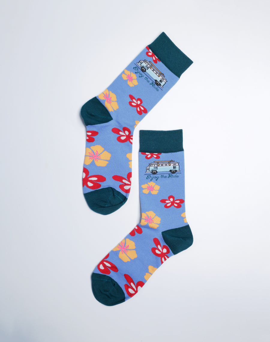 Cotton Made Socks for Women - Enjoy the Ride  Flower Printed Socks