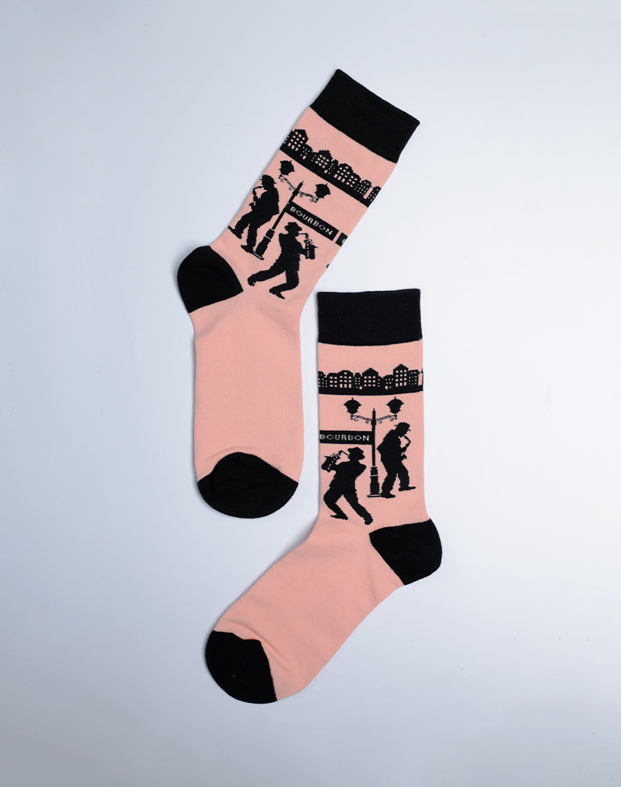 Pink and Black Womens Jazz Crew Socks - Cotton Made 